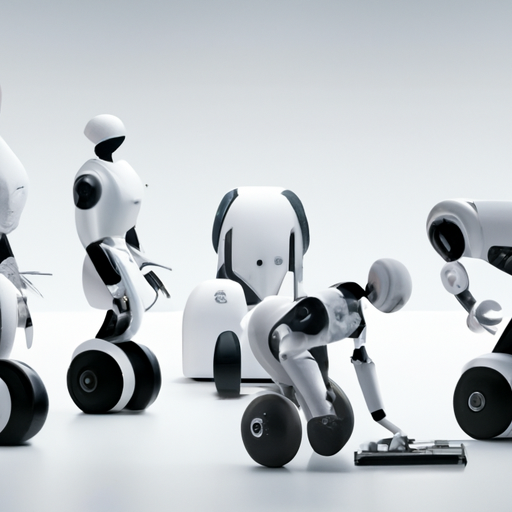 3. תמונה עתידנית של רובוטים מונעי בינה מלאכותית הפועלים בתעשיות שונות, המייצגות את סיכויי הקריירה הרחבים בבינה מלאכותית.