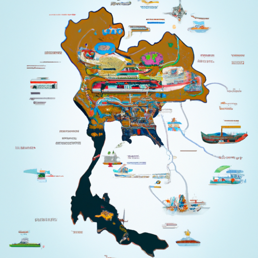 15. מפת תאילנד עם דרכי תחבורה שונות
